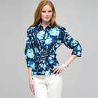 3/4 Button Down Top with Tie Front, , small