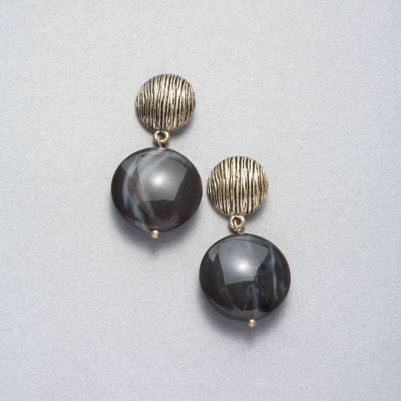 Worn Gold Dangle Earring, , large