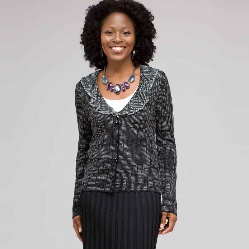 Ruffle Front Cardigan, , large