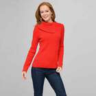 Long Sleeve Button Out Turtle Neck, Fire Red, small